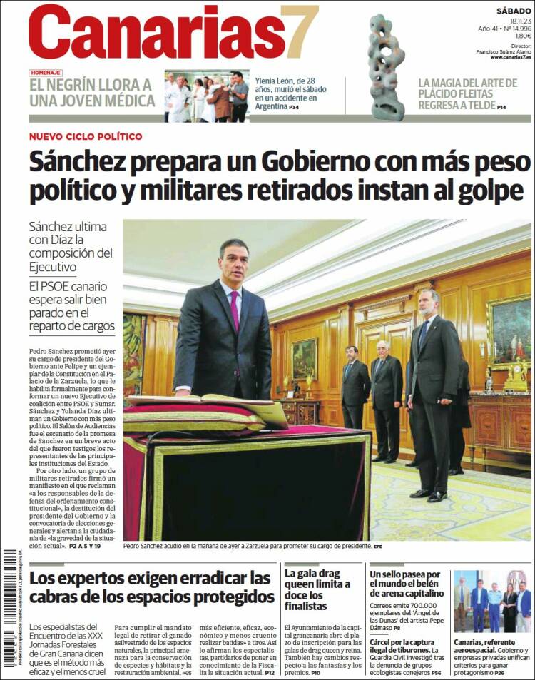 Portada de Canarias 7 (España)