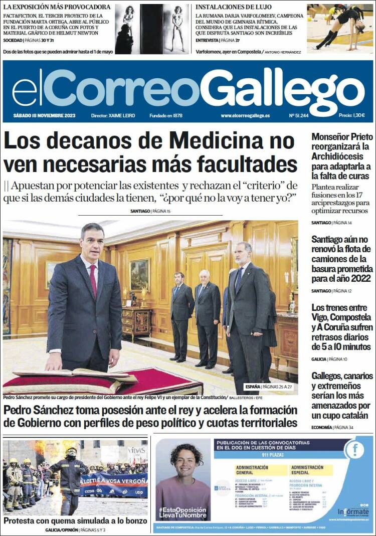 Portada de El Correo Gallego (España)