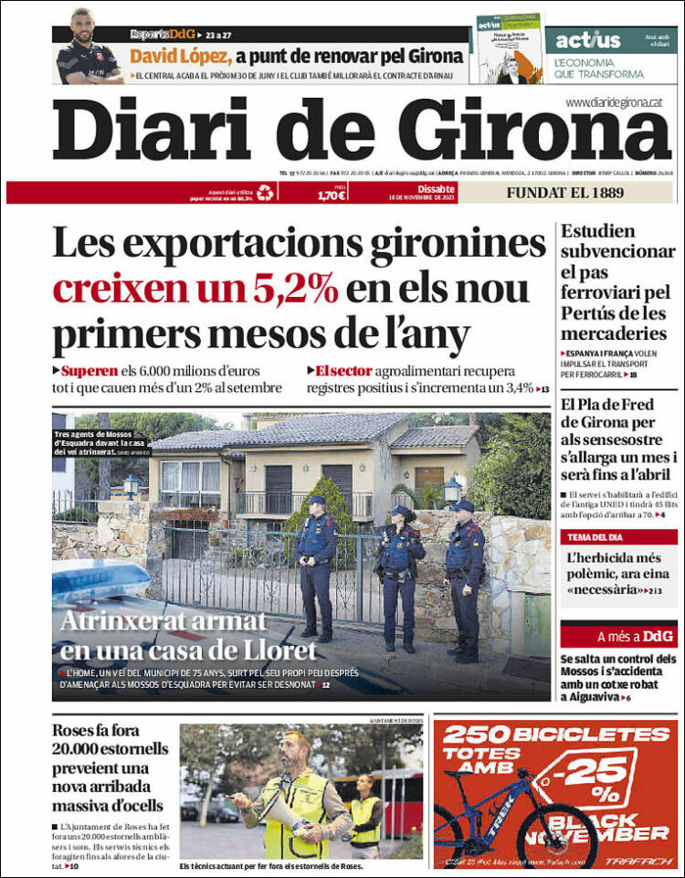 Portada de Diari de Girona (España)