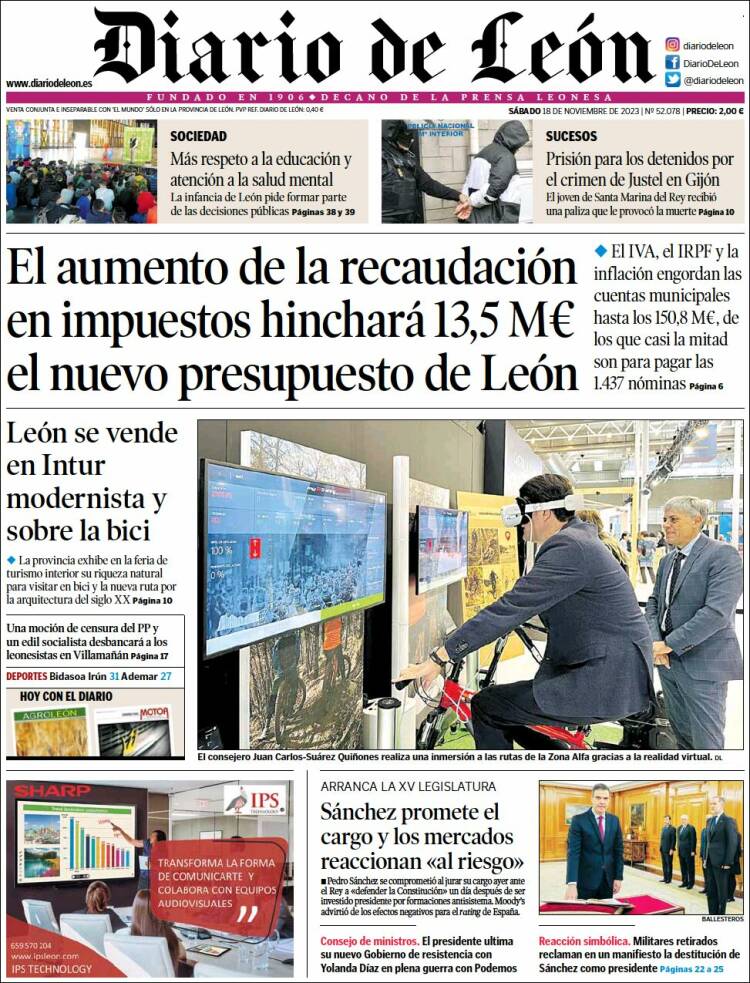 Portada de Diario de León (España)