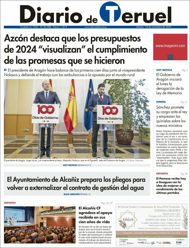Portada de Diario de Teruel (España)