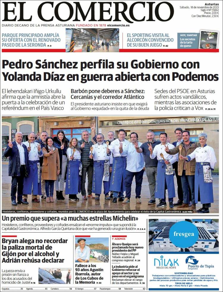 Portada de El Comercio (España)
