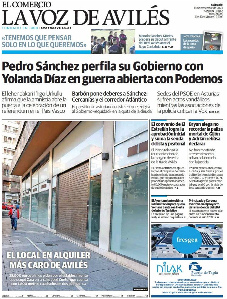 Portada de El Comercio - Avilés (España)