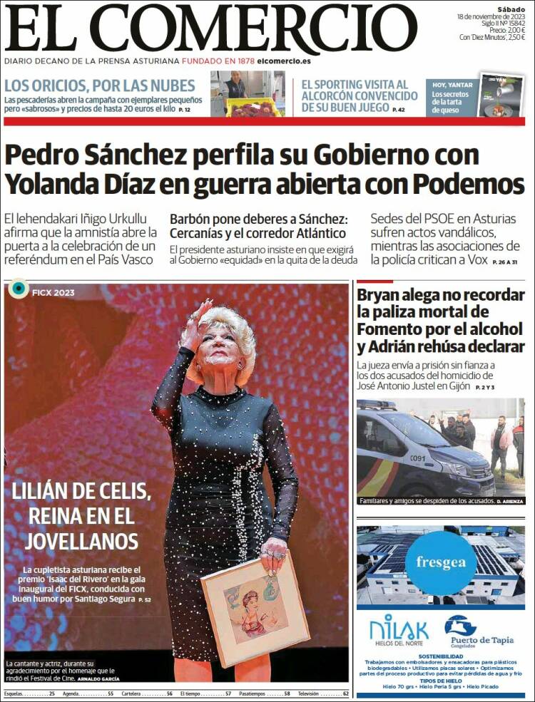 Portada de El Comercio - Gijón (España)