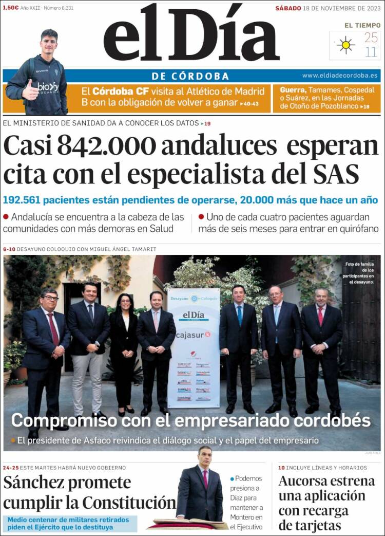 Portada de El Día de Córdoba (España)