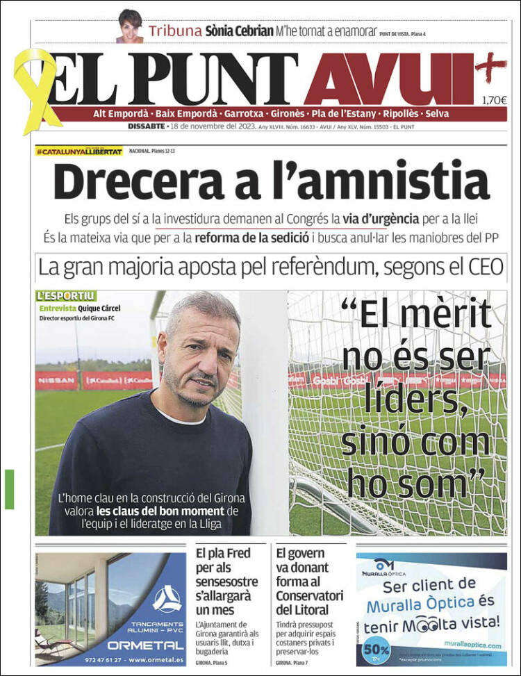 Portada de El Punt Avui - Girona (España)