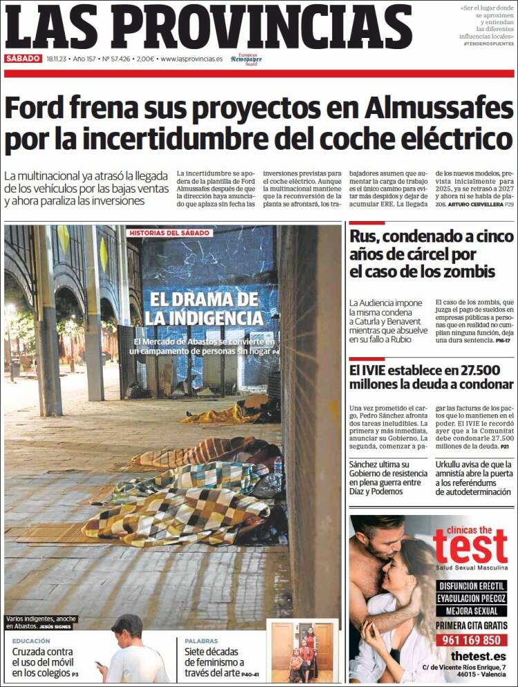 Portada de Las Provincias (España)