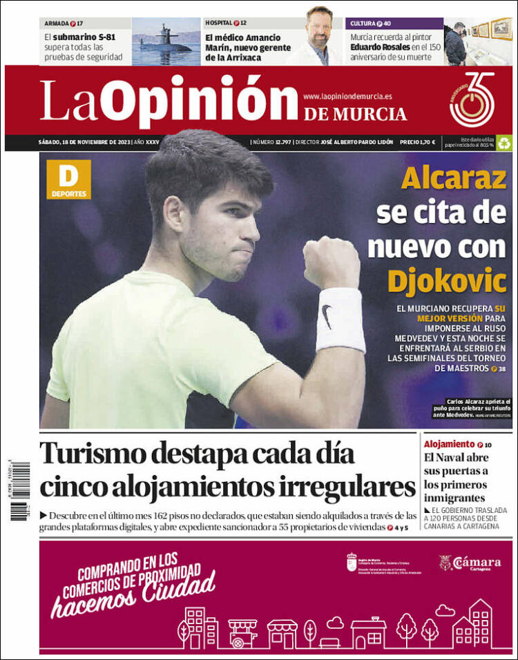 Portada de La Opinión de Murcia (España)