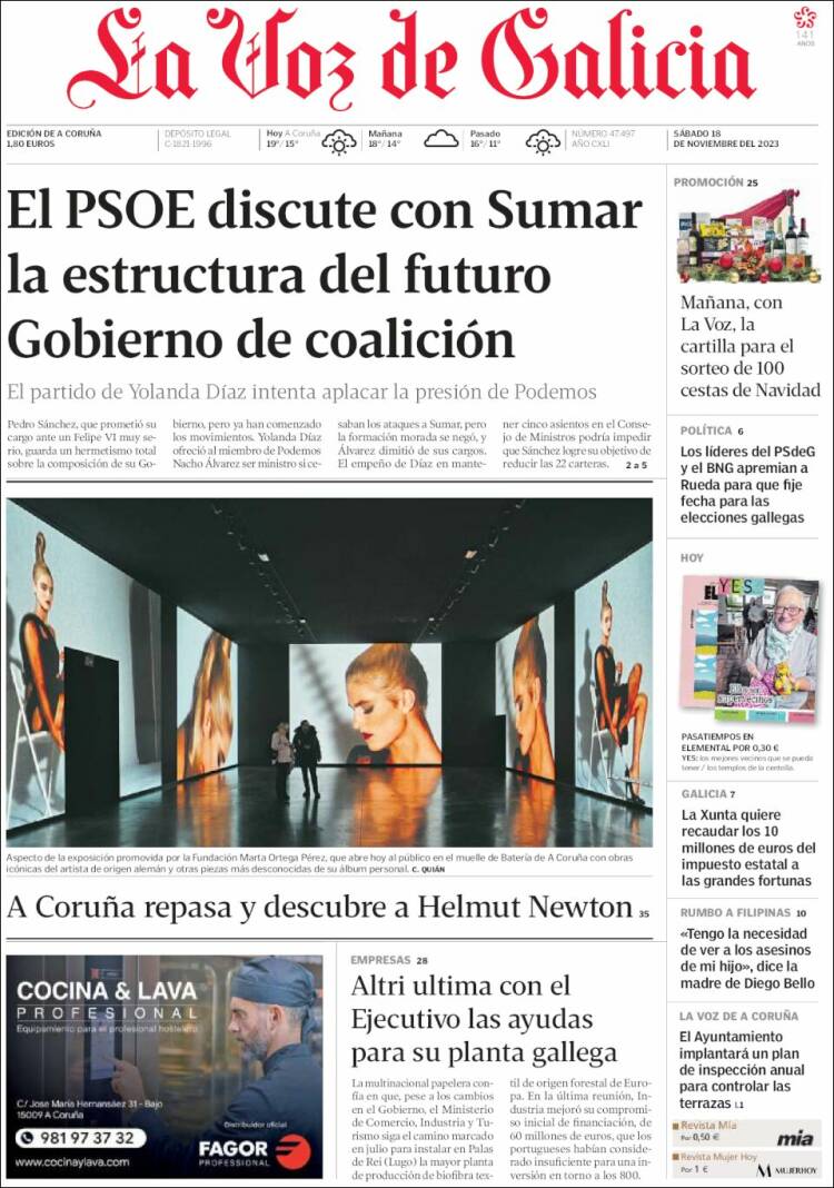Portada de La Voz de Galicia (España)