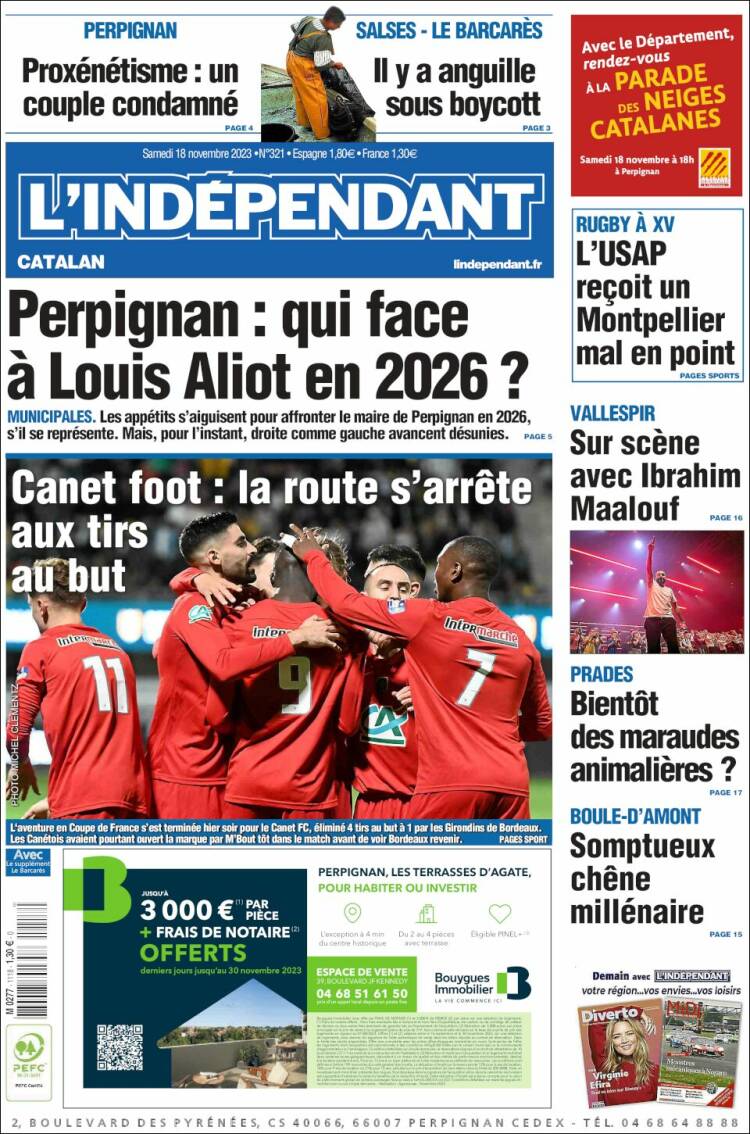 Portada de Le Indépendant (Francia)