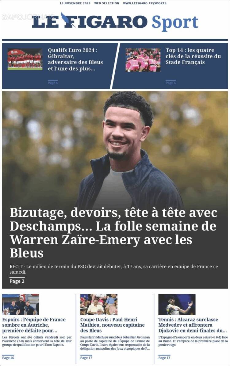 Portada de Le Figaro Sport (Francia)