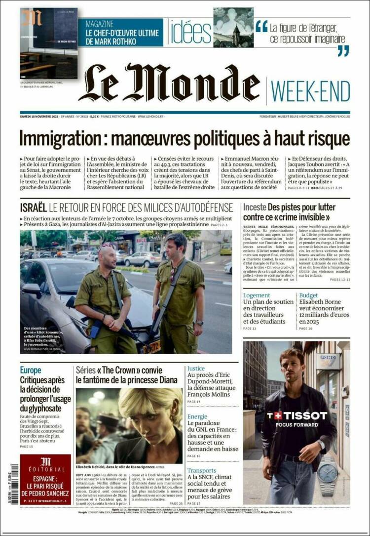 Portada de Le Monde (Francia)