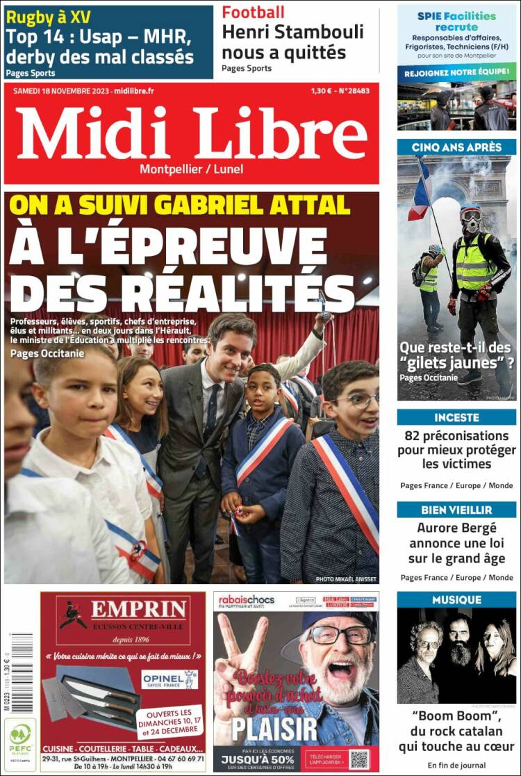 Portada de Midi Libre (Francia)