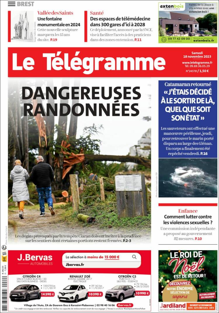 Portada de Télégramme (Francia)