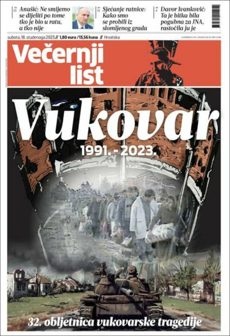 Portada de Večernji (Croacia)