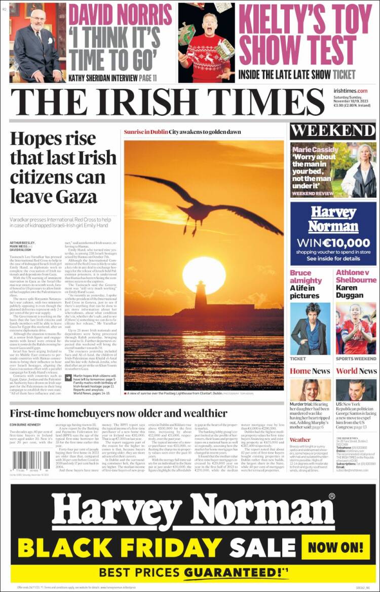 Portada de Irish Times (Irlanda)