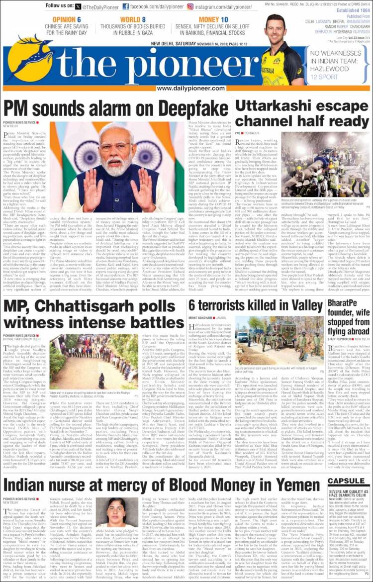 Portada de The Pioneer (India)