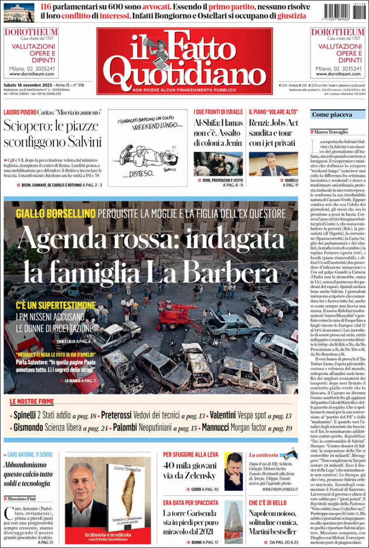 Portada de Il Fatto Quotidiano (Italia)