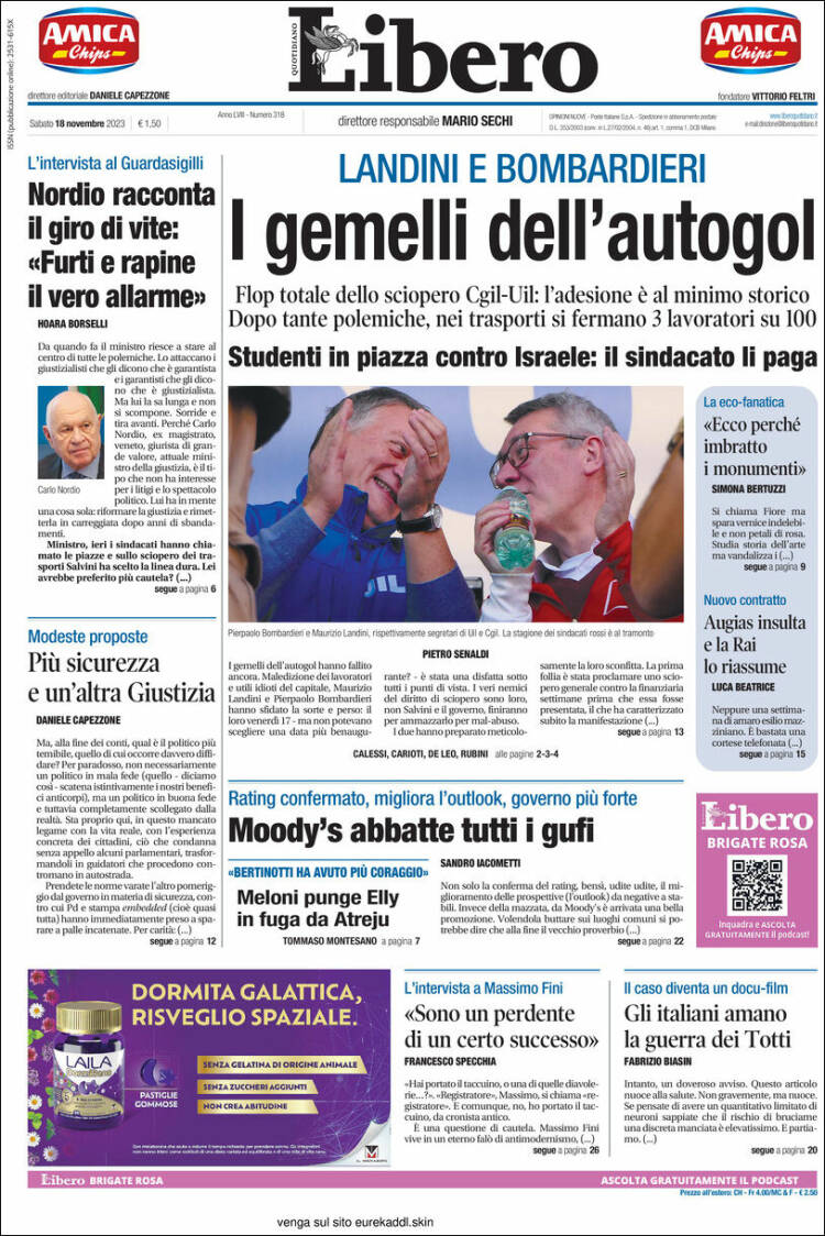 Portada de Libero (Italia)