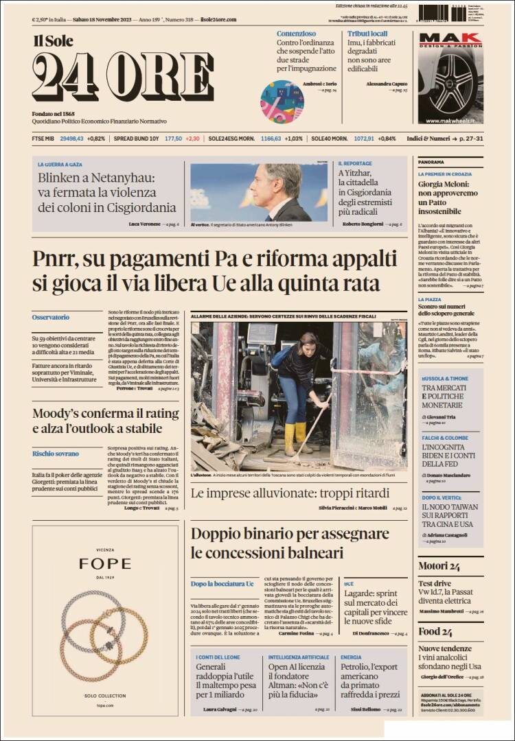 Portada de Il Sole 24 ORE (Italia)