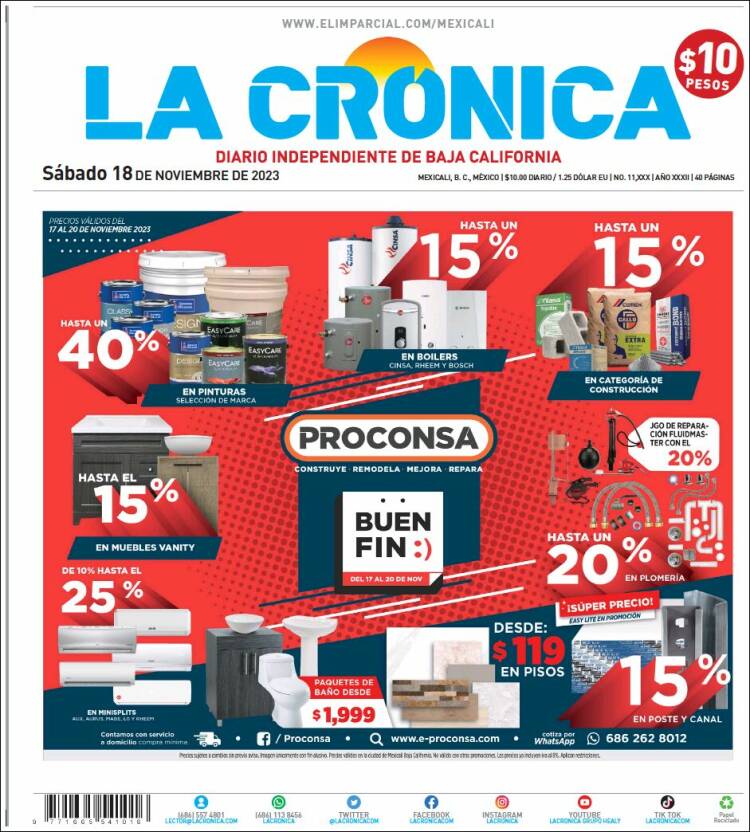 Portada de La Crónica de Baja California (M&eacute;xico)