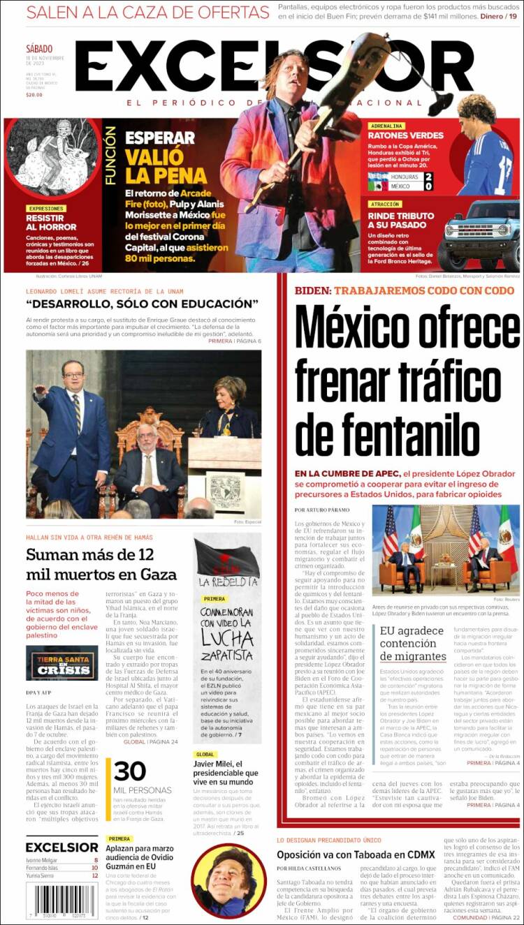 Portada de Excelsior (M&eacute;xico)