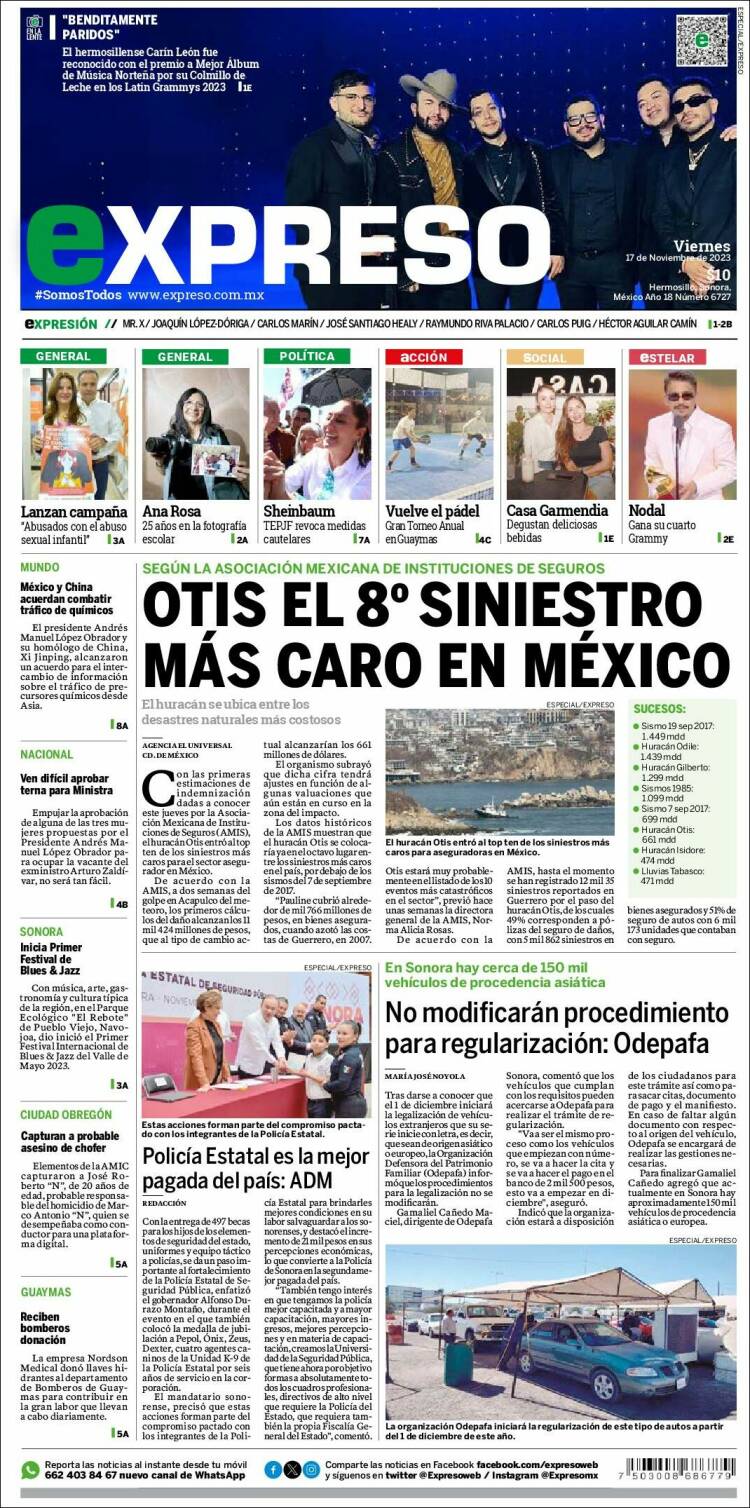 Portada de Expreso (M&eacute;xico)