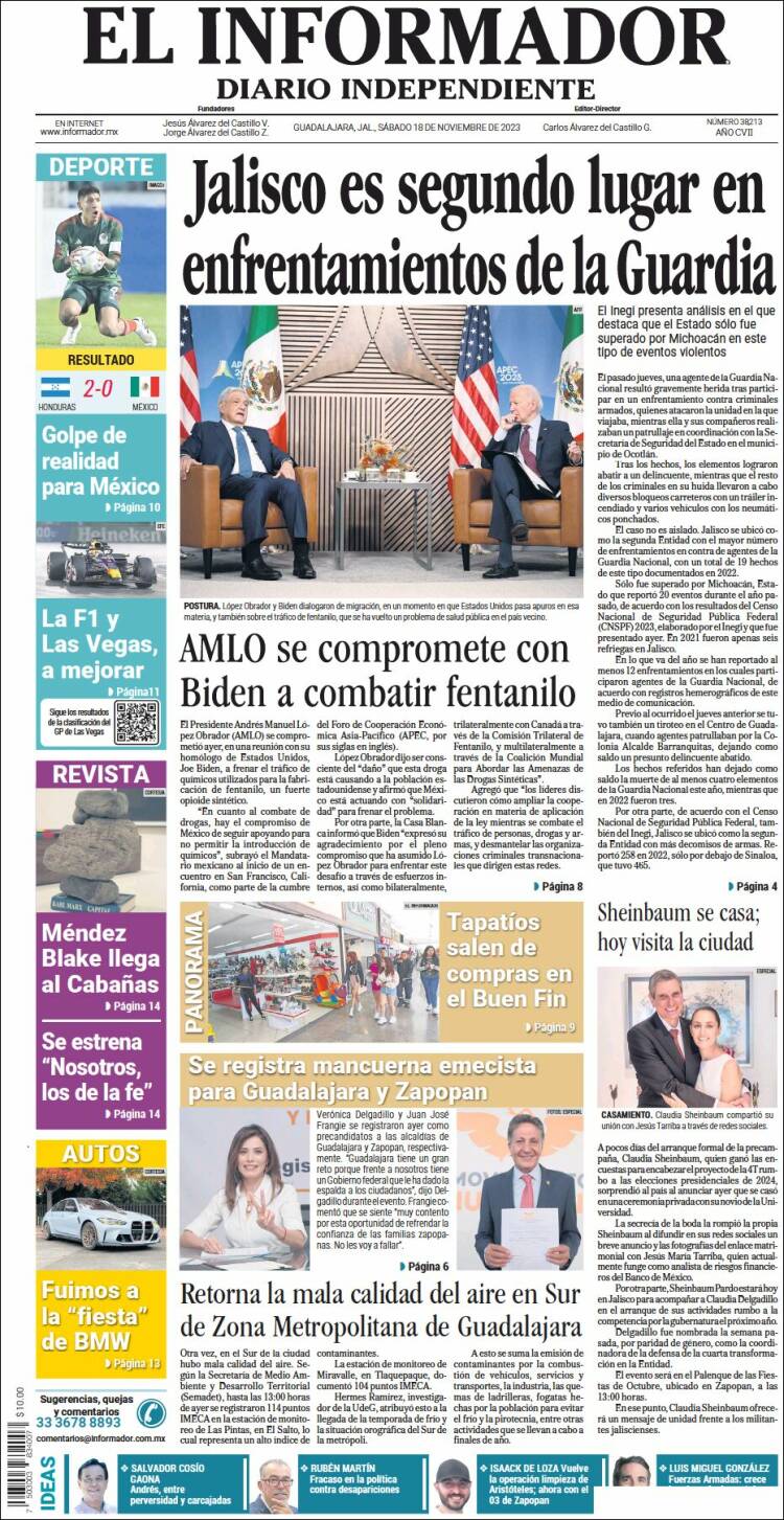 Portada de El Informador (M&eacute;xico)