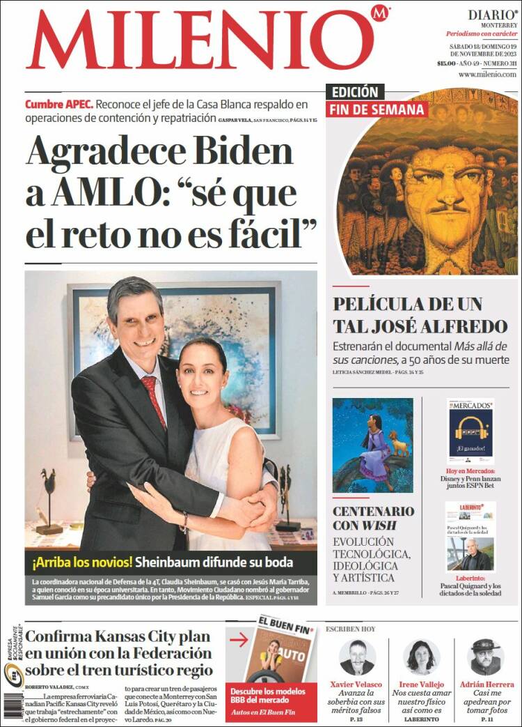 Portada de Milenio de Monterrey (M&eacute;xico)