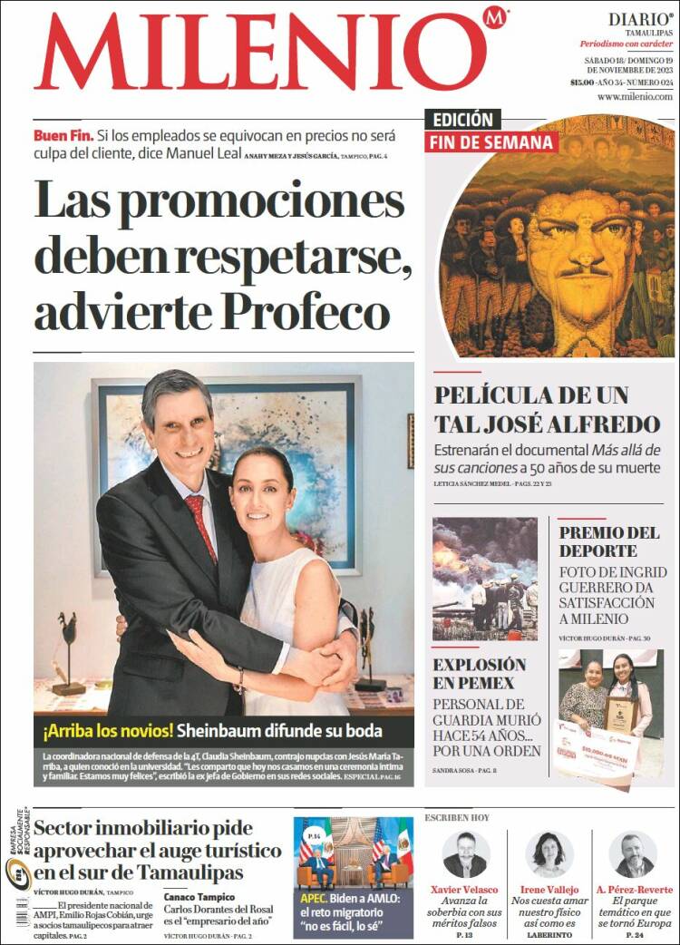 Portada de Milenio - Tamaulipas (M&eacute;xico)