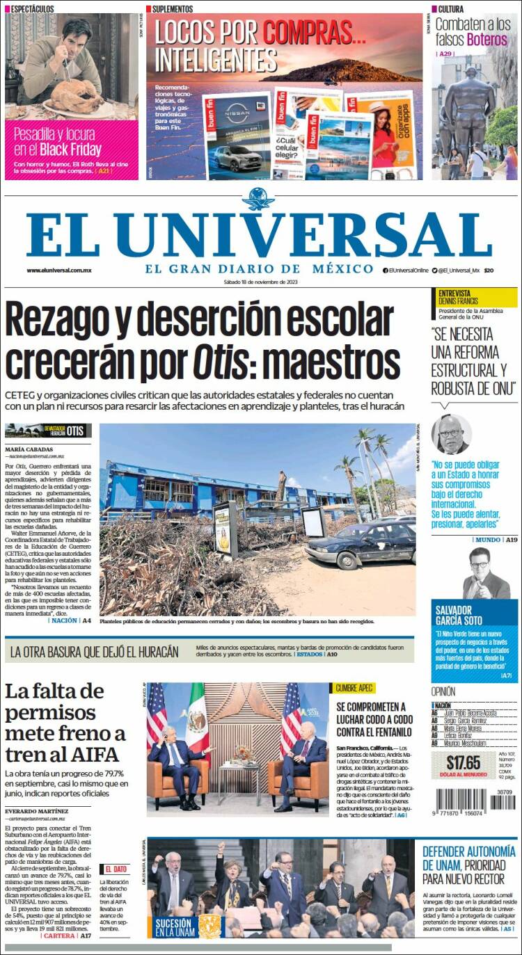 Portada de El Universal (M&eacute;xico)