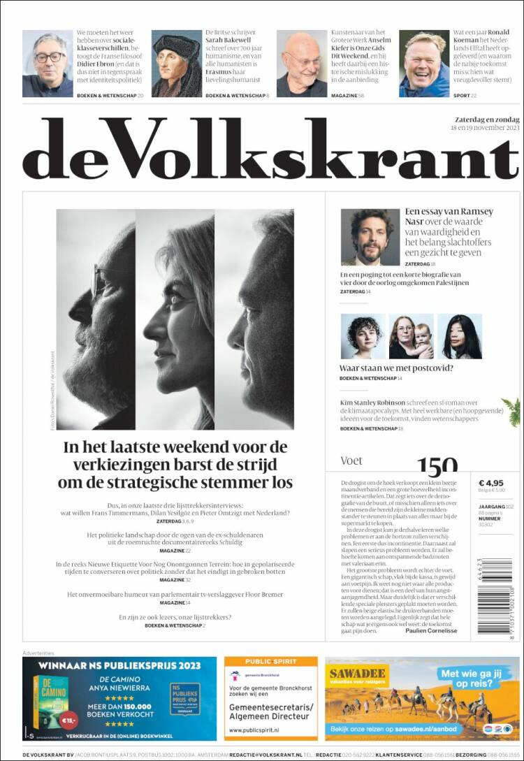 Portada de De Volkskrant (Pa&iacute;ses Bajos)