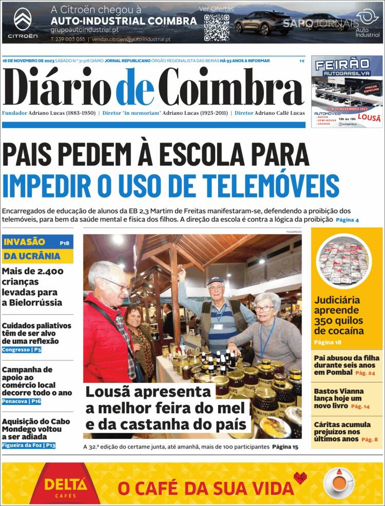 Portada de Diário de Coimbra (Portugal)