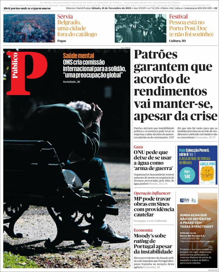 Portada de Público (Portugal)