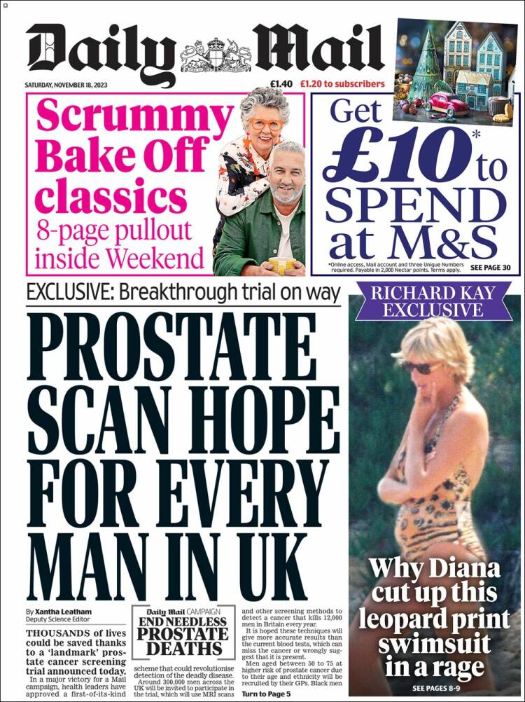 Portada de Daily Mail (Reino Unido)