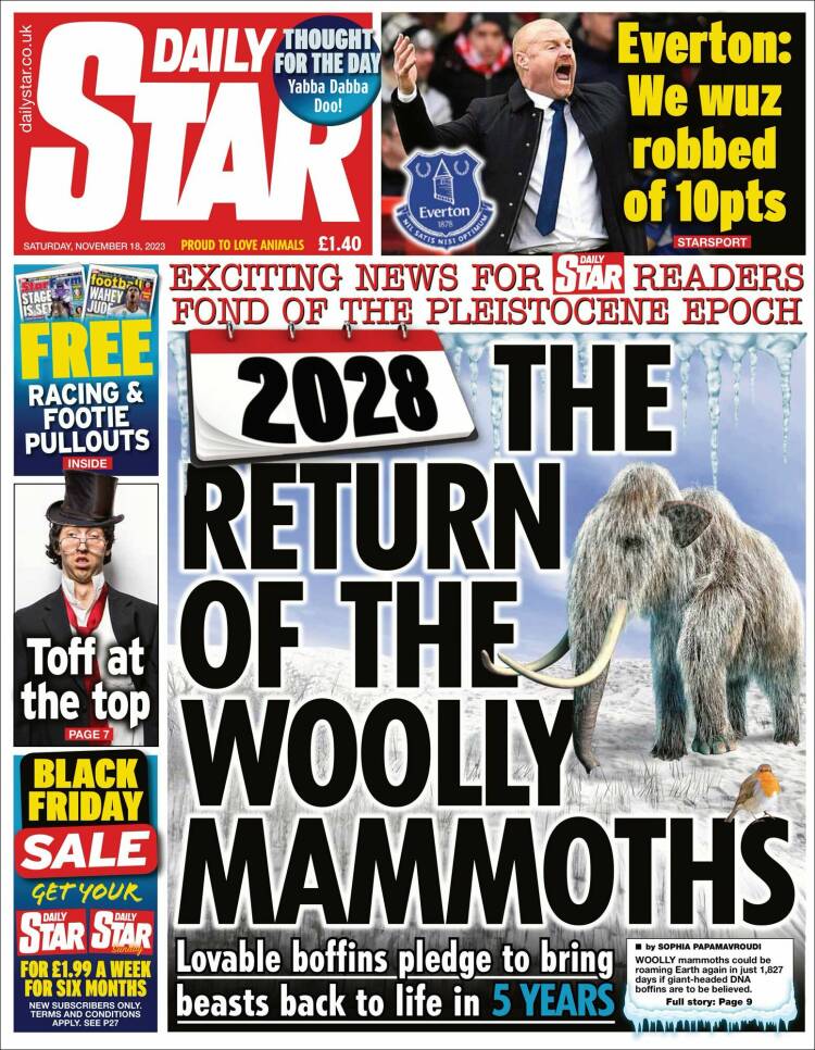 Portada de Daily Star (Reino Unido)