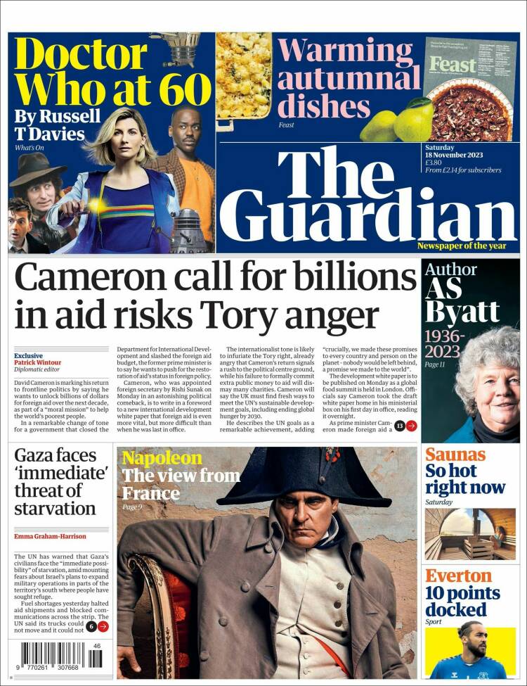 Portada de The Guardian (Reino Unido)
