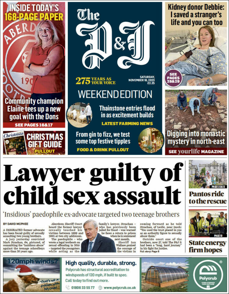 Portada de The Press and Journal (Reino Unido)