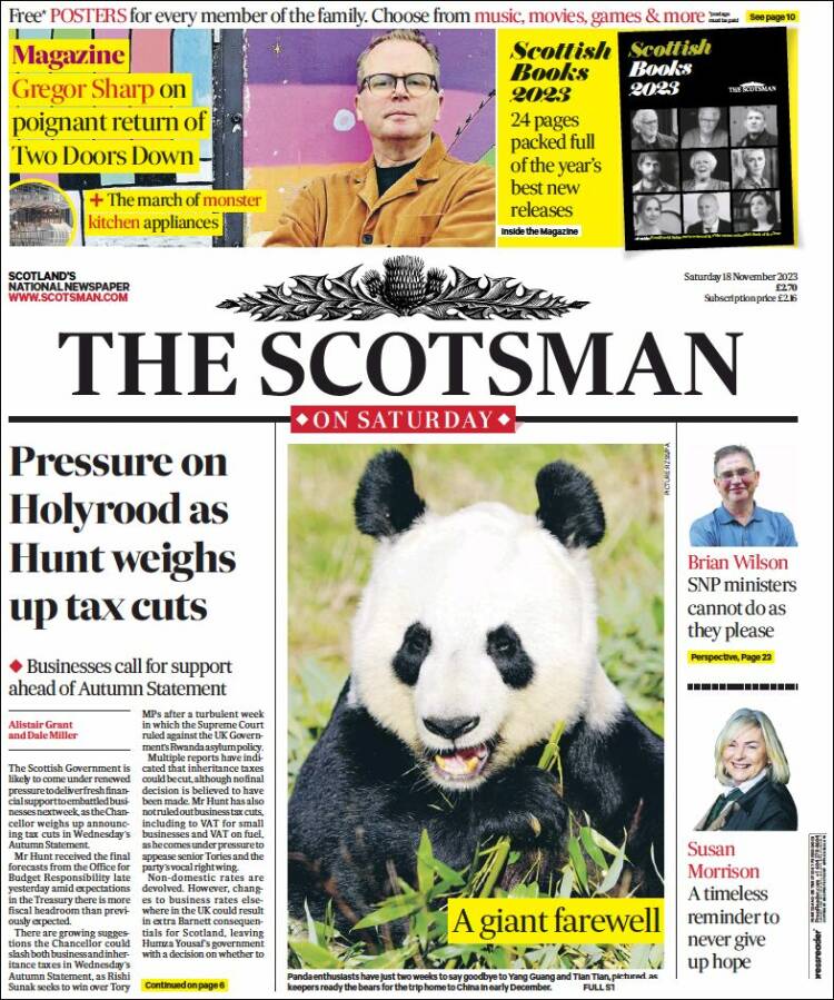 Portada de The Scotsman (Reino Unido)