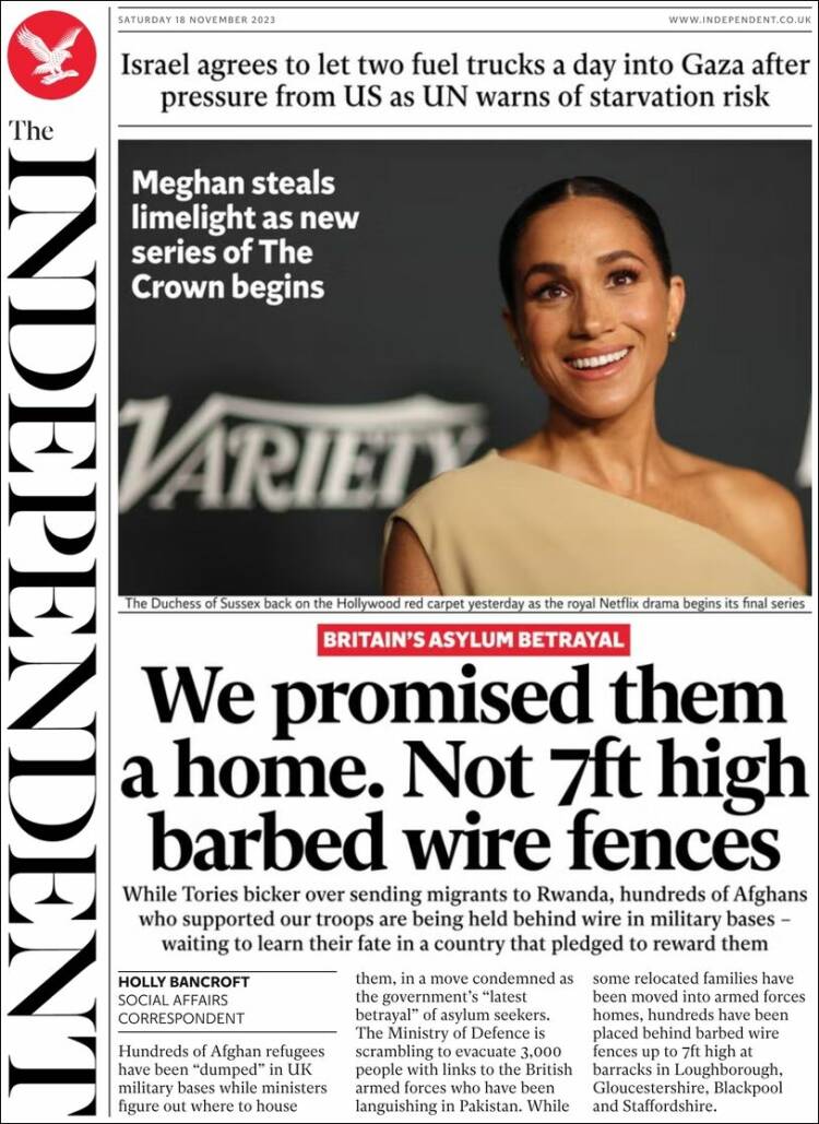 Portada de The Independent (Reino Unido)