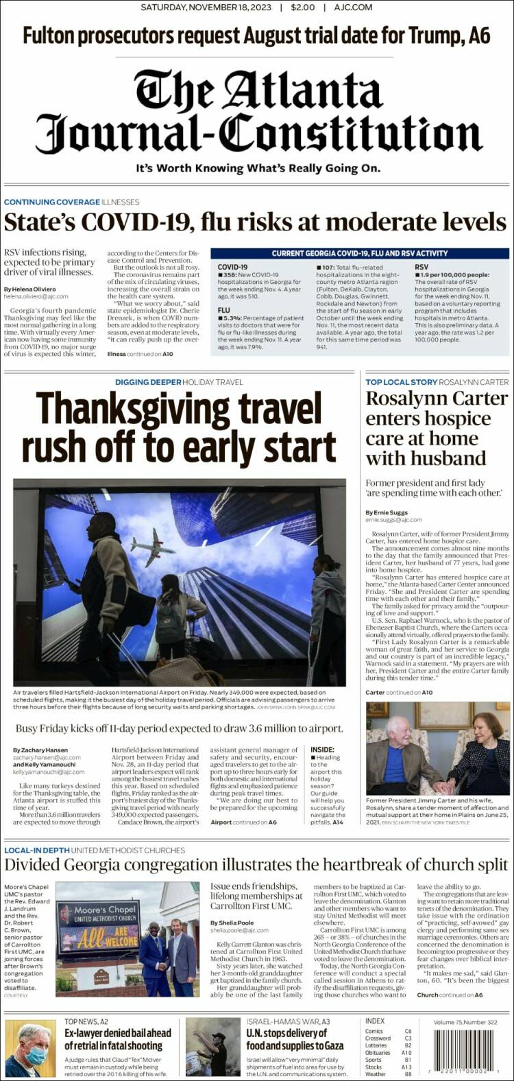Portada de The Atlanta Journal-Constitution (USA)