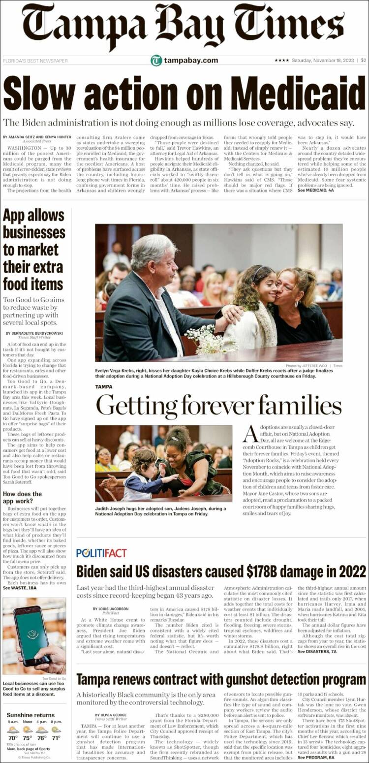 Portada de Tampa Bay Times (USA)
