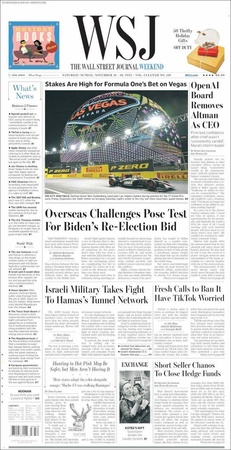 Portada de Wall Street Journal (USA)