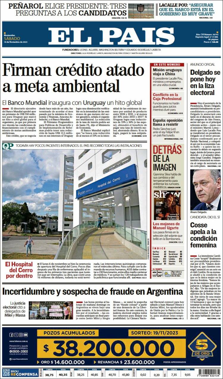 Portada de El País (Uruguay)