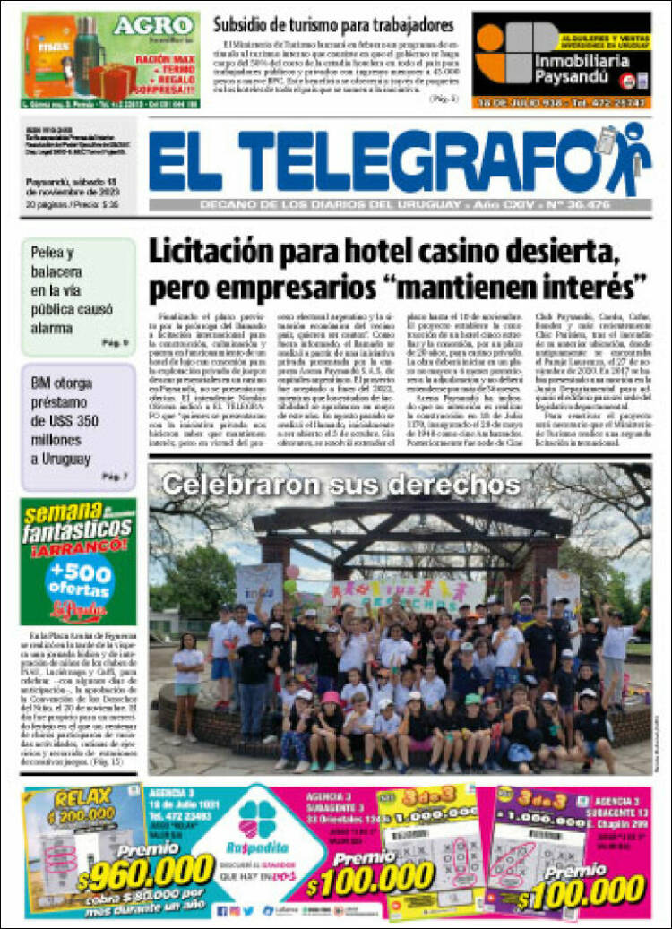 Portada de El Telégrafo (Uruguay)