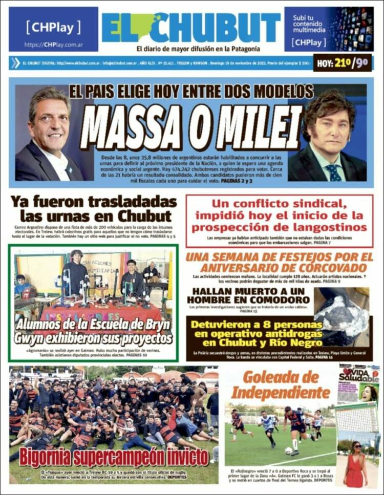 Portada de El Chubut (Argentina)