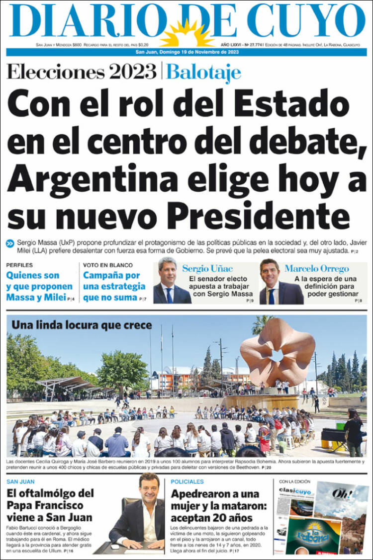 Portada de Diario de Cuyo (Argentina)