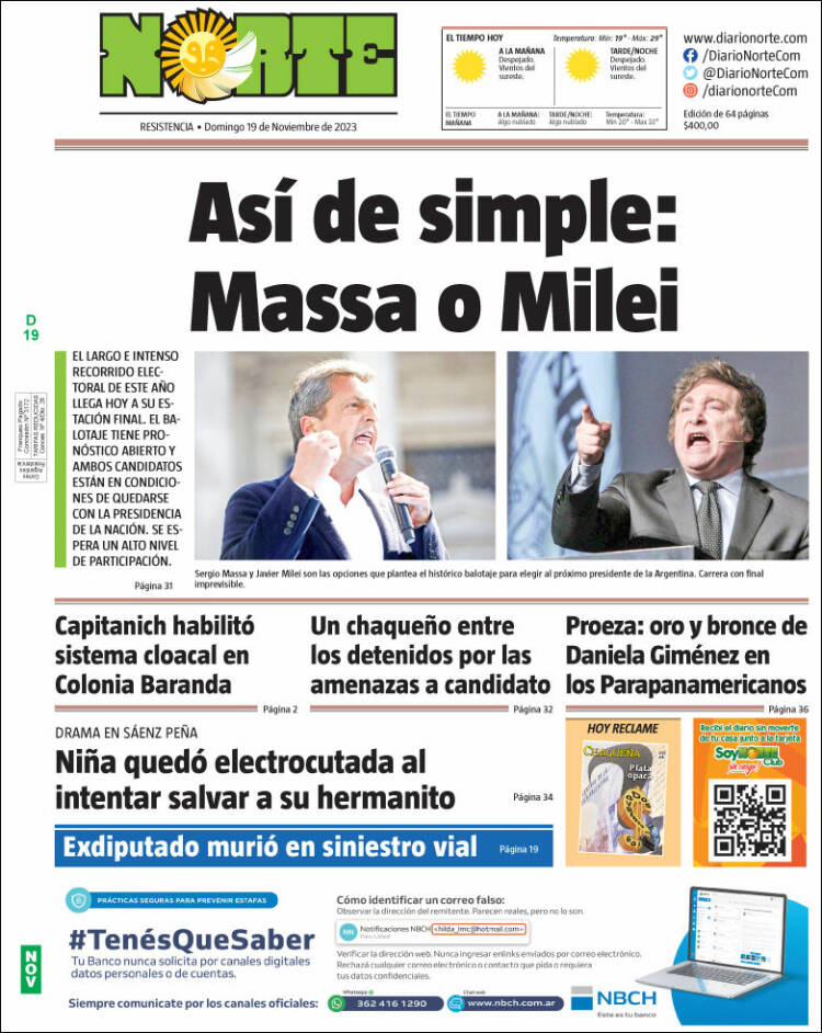 Portada de Diario Norte (Argentina)