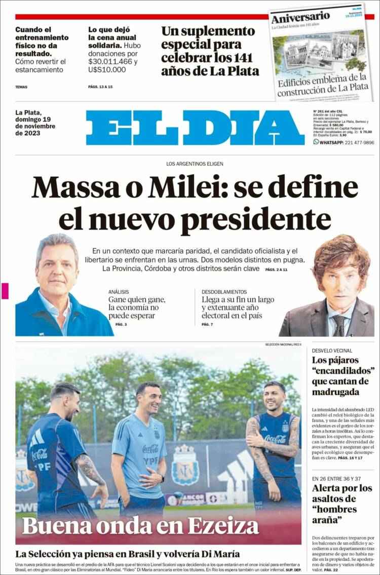 Portada de El Día de la Plata (Argentina)