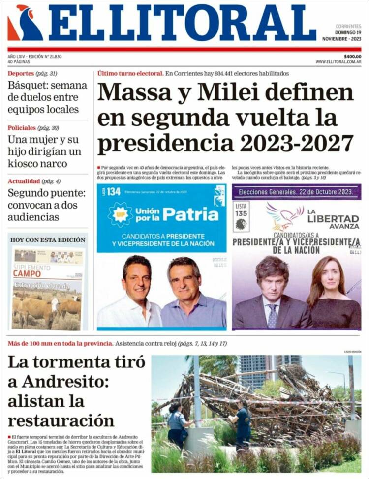Portada de El Litoral Corrientes (Argentina)